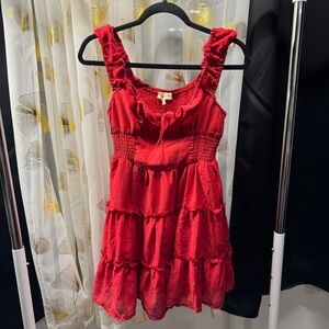 Indulge Red Tiered Casual Dress